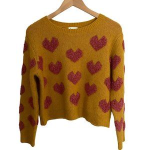&MERCI FUZZY HEART SWEATER SIZE SMALL